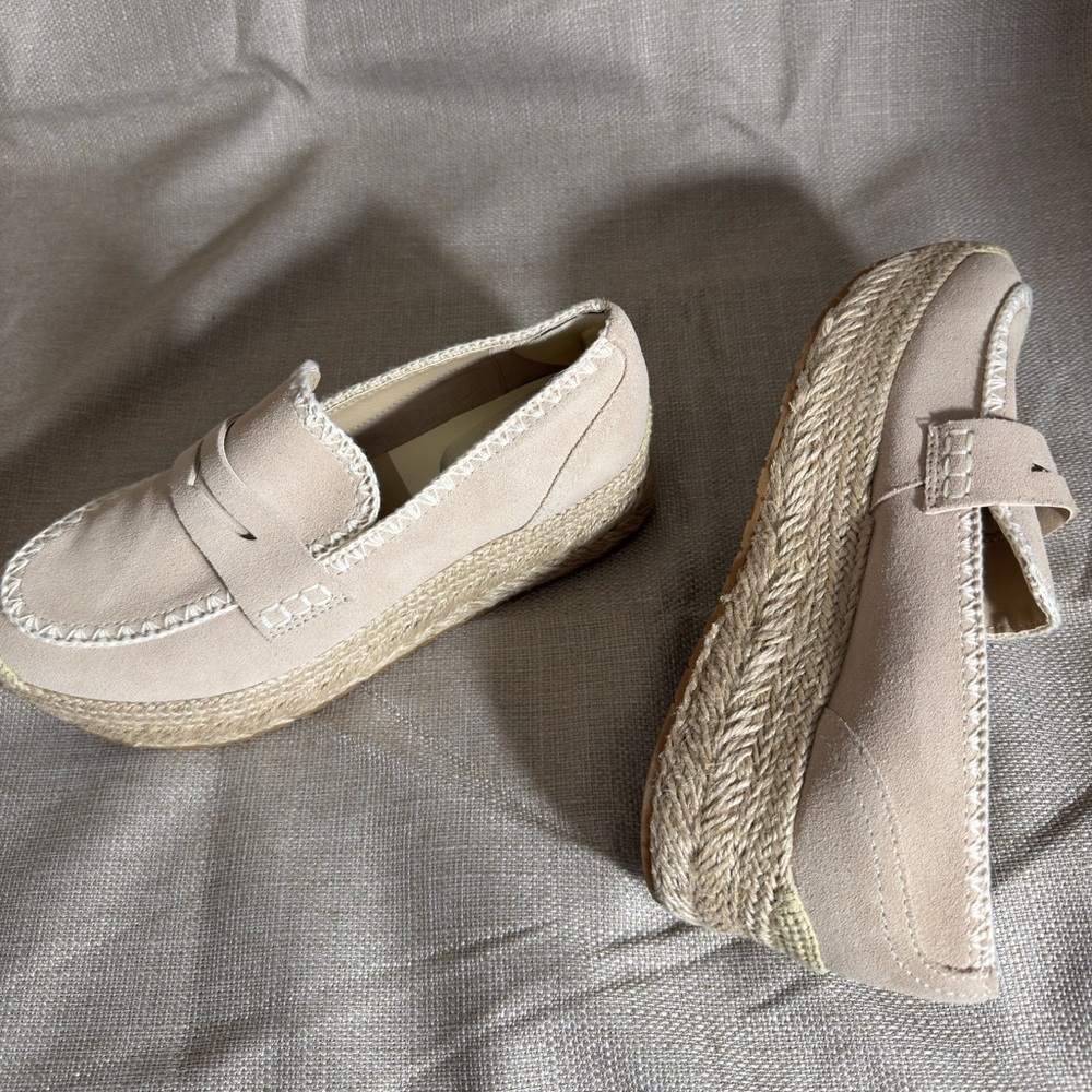 Dolce Vita Janine Platform Sneaker Loafer Women's Bone Nude Suede - Picture 2 of 10